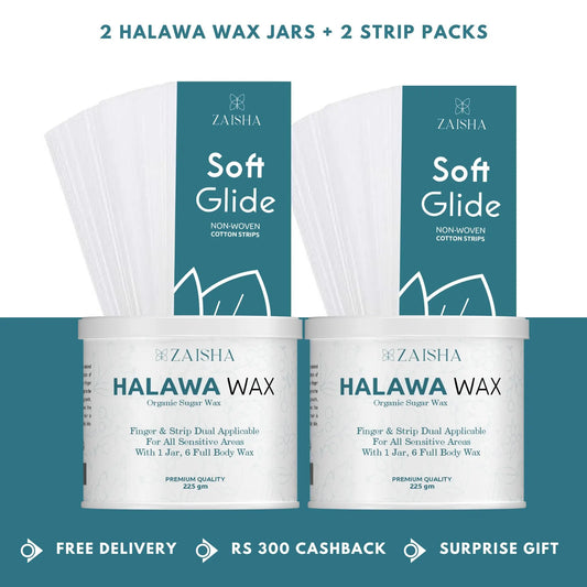 2 Halawa Wax + 2 Hair Removal Strips